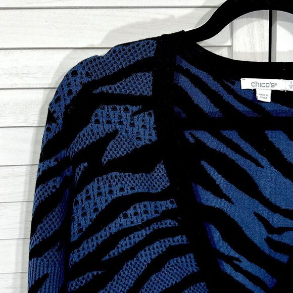 Chico's Cardigan Size 1 (8) Double Knit Zebra Print - Picture 6 of 15